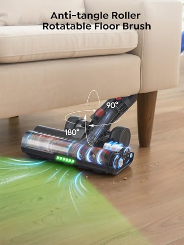 SMOTURE Cordless Vacuum Cleaner, Upgraded 650W 55KPA 70Min Vacuum Cleaner for Home, Pet Brush&3.3Ft Hose, Self-Stand, Auto Mode,Touchscreen, Anti-Tangle Vacuum, Stick Vacuum for Pet Hair/Carpet/Floor