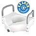 Vaunn Medical Elevated Raised Toilet Seat & Commode Riser with Removable Handles and Locking Mechanism, White