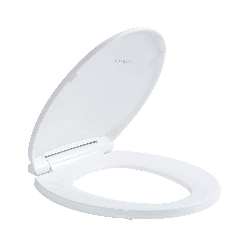 Round Toilet Seat with Lid, Slow Close Seat and Cover, Including Two Sets of Parts, Fit All Standard Round Toilet, Quiet Close, Plastic, White