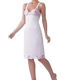 Under Moments Antistatic Vintage-style Full Slip w/Lace Details, White-34 (2068)