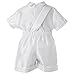 Lauren Madison Baby-Boys Newborn Christening Baptism 3- Piece Shantung Short Pant Outfit Set ,White, 6-9 Months