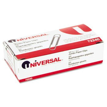 Universal Nonskid Paper Clips, Wire, Jumbo, Silver-100 ct (12 Boxes)