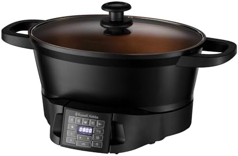 Russell Hobbs Good-to-Go 6.5L Electric Multicooker - 8 Digital functions inc Sear, Slow Cook, Steam, Boil, Keep warm & Roast, Cast aluminium housing, Glass lid, Dishwasher safe parts, 750W, 28270