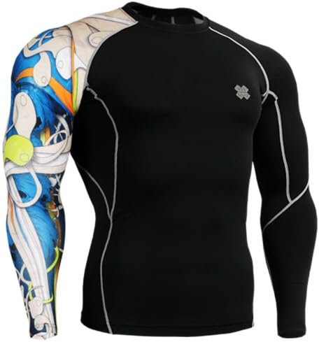 Fixgear Mens Womens Running MMA Tight T Shirt Long Sleeve Compression XXXXL