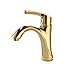 Senlesen Single Handle Hole Deck Mounted Bathroom Sink Faucet Hot Cold Water Tap Gold Finish