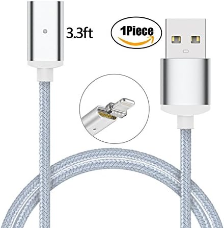 GARAS Magnetic Lightning Cable,USB 2.0 To Lightning Sync and Fast Charger Cable for Apple Iphone8 Iphone7 SE 6 6S Plus Ipad Mini2 3 4 Air 2 Ipod (3.3ft-Silver)