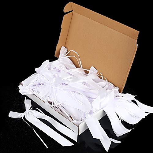 VGOODALL 100 STK. Autoschleifen Antennenschleifen Weiß Dekoschleifen Handgemacht Satinband für Auto Hochzeit Dekoration Feste