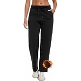 Choosefree Women's Fleece Lined Sweatpants with Pockets Thermal Winter Warm Pants Elastic Waist Workout Running Jogging Pants