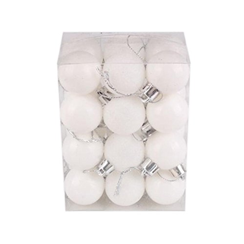 Sumen 24-Pack 30mm Christmas Tree Ball Bauble Hanging Home Party Decor (White)
