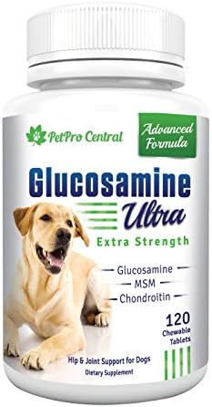 PetPro Central’s Ultra, Best Glucosamine Chondroitin for Dogs with MSM, 120 Beef Flavor Chewable Tablets, Premium Hip and Joint Supplement for Dogs, Manufactured in the USA