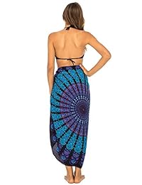 Pareo para dama, playa, traje de baño, para cubrir bikini o envolver, pavo real y clip