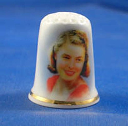 Porcelain China Collectable Thimble - Ingrid Bergmann - Free Gift Box