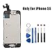 iPhone 5S Frout Screen Replacement Black Kit, Screen Repair, Full LCD Assembly , Display Touch Digitizer Full Assembly Replacement with Home Button, Front Camera, Ear Speaker, Repair Tools