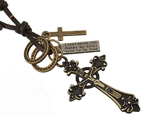 Mitetuboueki メンズ ゴシック クロス ネックレス ペンダント 十字架 アンティーク ジュエリー 男性 レトロ アクセサリー ゴールド Tarunniketanpublicschool