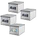 mDesign Large Soft Stackable Fabric Baby Nursery Storage Organizer Holder Bin Box with Front Window/Lid for Child/Kids Bedroom, Playroom, Classroom, Lido Collection, 4 Pack, Gray