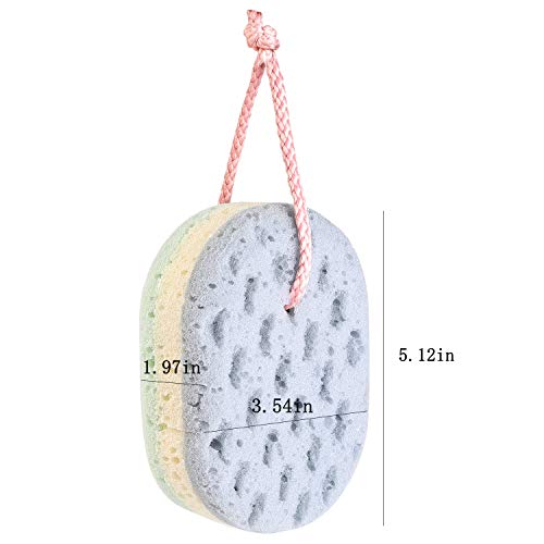 KECUCO 3 Pack Soft Bath Sponge for Women, Men, 100% All Natural Fiber Body Sponge, 3 Colors & Extra Large Size with Fine, Soft, Rich Foam (Children/Kids) - Thumbnail 6