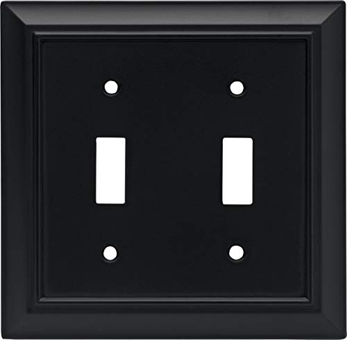 Architectural Double Toggle Switch Wall Plate / Switch Plate / Cover Flat Black Packaging May Vary