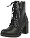 SODA Women's Malia Faux Leather Lace Up Chunky Ankle Boot