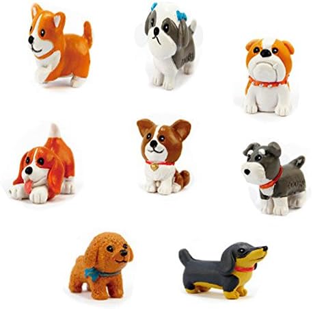 8 Mini Puppy Collectible Set of Adorable dog figurines Best for Kids Fun and Games by HoveYan