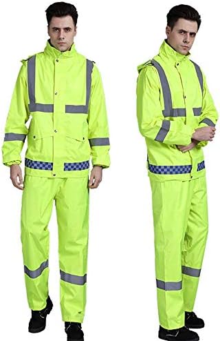 XUHAN High Visibility Reflective Waterproof Rain Jacket Working Clothes Motorcycle Cycling Sports Outdoor Reflective Safety Clothing with pants (4XL)