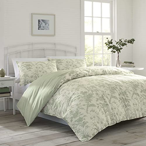 Laura Ashley Home King Size Comforter Set, Reversible Cotton Bedding