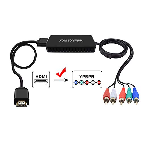 HDMI to YPbPr Converter, HDMI to Video Ypbpr Adapter HDMI to Component Converter with YPBPR Cable Power Adapter for Apple TV, PS3, Roku, Xbox, Fire Stick, DVD Players
