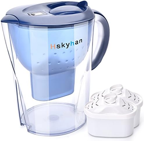 Hskyhan Alkaline Water Pitcher - 3.5 Liters Improve PH, 2 Filters Included, 7 Stage Filteration System To Purify, Blue