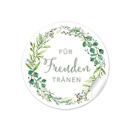 3er Set 3 Bögen a 24 STICKER 72 Aufkleber:'Für Freudentränen' in GRÜN mit Zweigen • Für Taschentücher/Taschentuchverpackung, 