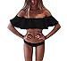 JIANLANPTT Women's Sexy Swimwear Strapless Ruffle Padded 2 Pieces Swimsuits Bikini Set Bathing Suits Black M(US2-4)