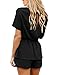 Utyful Women's Casual Short Sleeve Belted Keyhole Back One Piece Black Jumpsuit Romper Size Small (Fits US 4 - US 6)