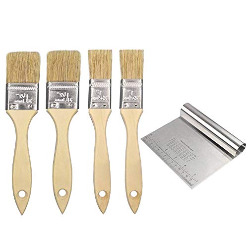Mempedont Pastry Brush for Baking and Bench Scraper Set, Natural Boar