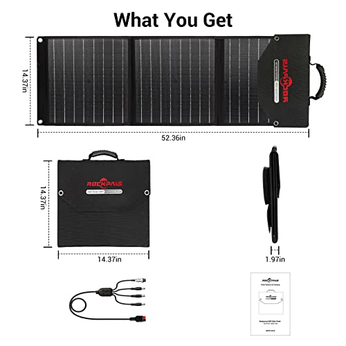 Rockpals Upgraded 60W Foldable Solar Panel with Kickstand, Parallel