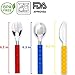 Stainless Steel Toddler Silverware Set | Self Feeding Safe Utensils for Kids | Child and Baby BPA Free Travel Flatware | Silicone Easy Grip Cutlery for Boys and Girls | 6 Piece: 2 Forks Spoons Knives