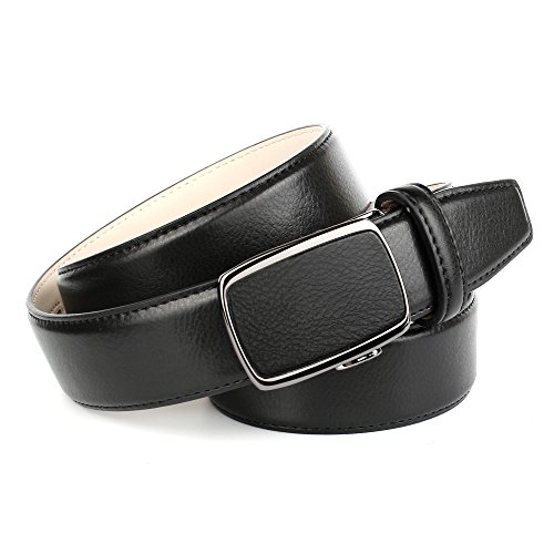 Anthoni Crown designer men`s leather belt black color classic design with black metallic automatic buckle 1,4" width 38"-46" lengths/30T10 (40)