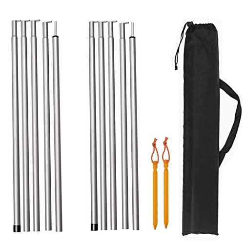 Adjustable Tarp Pole Canopy Pole Set of 2, Portable Tent Poles Rodsfor