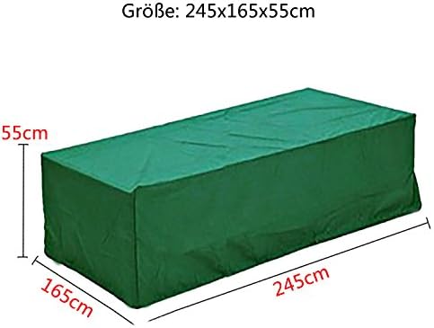 logeiยฎ Patio Set Cover Waterproof Outdoor Rain Cover For Rattan Cube Garden Furniture Heavy Duty, Dark Green (245 x 165 x 55cm)