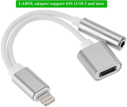 iPhone 7/7 Plus/8/8 Plus/X 2 in 1 Lightning to 3.5 mm Headphones and Charger Adapter by LABOL(Support IOS 11/10.3),Listen to Music with Favorite Headphone and Charge Your iPhone at the Same Time