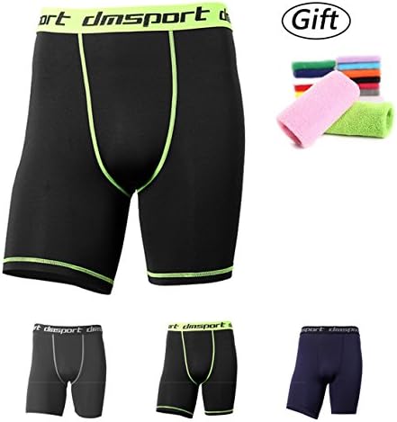 NEKO SPORTS Men's Compression Shorts Sport Performance Active Underwear Baselayer Cool Dry Sports Tights (XXX-Large, Black-Green)