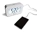 Travelwey Night-Time Digital Alarm Clock for Bedrooms, Visible at Night, Snooze, Temperature, Date, Two USB Charging Ports, White
