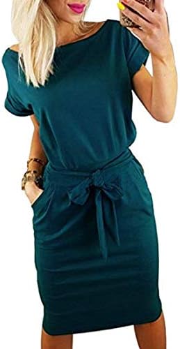 Shinekoo Women's Autumn Elegant Long Sleeve Dress Wear to Work with Pockets