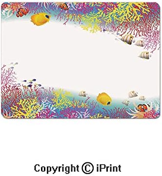 Oversized Mouse Pad,Aquatic Nautical Illustration of Deep Underwater World Life Animals with Corals Gaming Keyboard Pad,9.8x11.8 inch Non-Slip Office Computer Desk Mat,Multi
