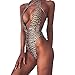 SFHFY Womens Monokini Swimsuits One Piece Deep V Monokinis Leopard Print Sexy Swimsuit Open Back Bathing Suit