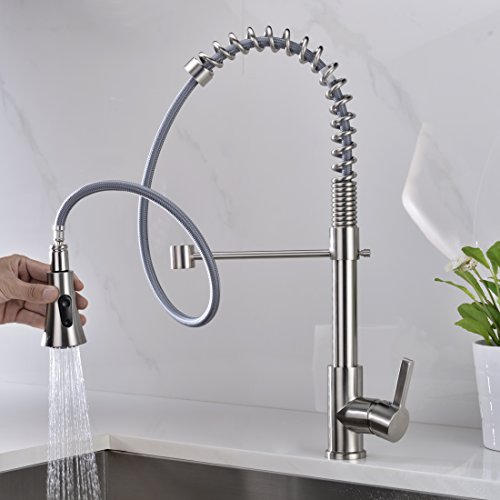 Pre-rinse Spring Kitchen Faucet Delle Rosa Durable and Sturdy Single Handle Pull Out Kitchen Sink Faucet, Oil Rubbed Bronze