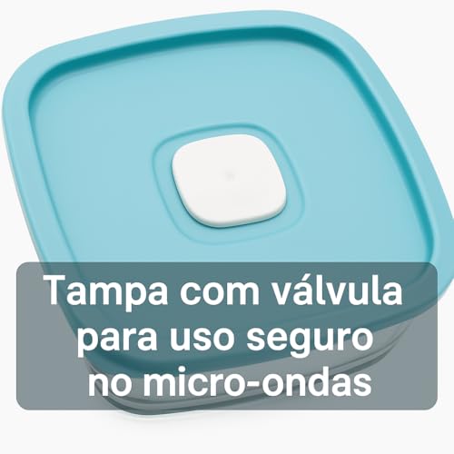 Kit 2 Tigelas Quadradas 2L MarinexFacilita Pote De Vidro Temperado Com Tampa Plástica de Cores Sortidas Resistente Casa Buritis (2)