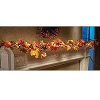 Sinwo 1.8M LED Lighted Fall Autumn Pumpkin Maple Leaves Garland Thanksgiving Decor,Halloween Decor Light,Christmas Decor Light Home Decor (1.8M, Mulitcolor)