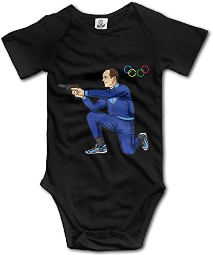 Uotis Baby's 2016 RIO OLYMPIC Pistol Shooting Short Sleeve Romper Climbing Clothes Black