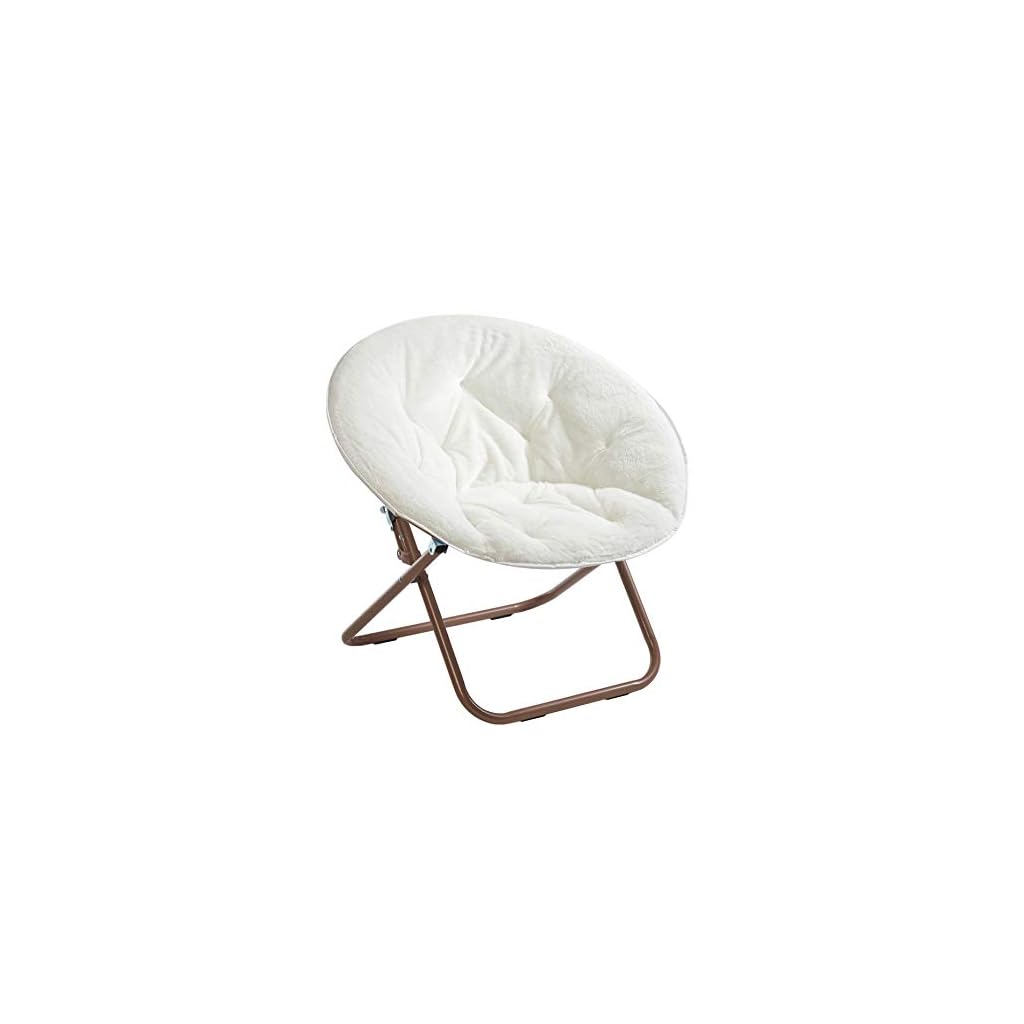 Urban Shop Faux Fur Saucer Chair, 22"D x 32"W x 29"H, White/Gold LAVORIST