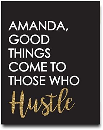 Hustle Print | Inspirational Wall Art | Womens Office Decor | Dorm Decor | Friend Gift | Motivational Poster | Girl Power Decor | Inspirational Quote | Black Gold Decor