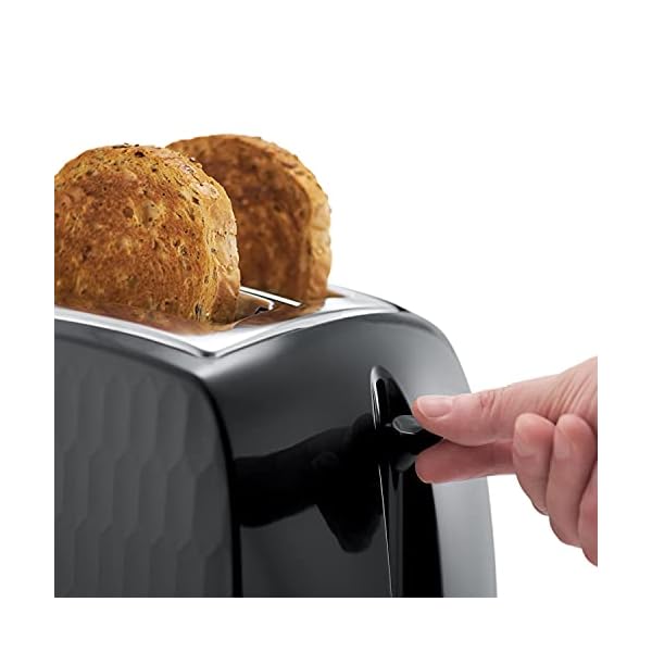 Russell Hobbs 26061 2 Slice Toaster - Contemporary Honeycomb Design with Extra Wide Slots and High Lift Feature, Black