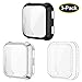 KIMILAR Screen Protector Case Cover Compatible with Fitbit Versa [3-Pack], All-Around Screen Protective Case Bumper Cover Saver Soft TPU Plated Case for Versa Smartwatch (Black+Silver+Clear)